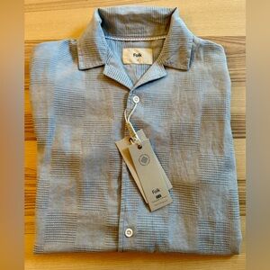 Folk Light Blue Textured Check Button-Down Shirt